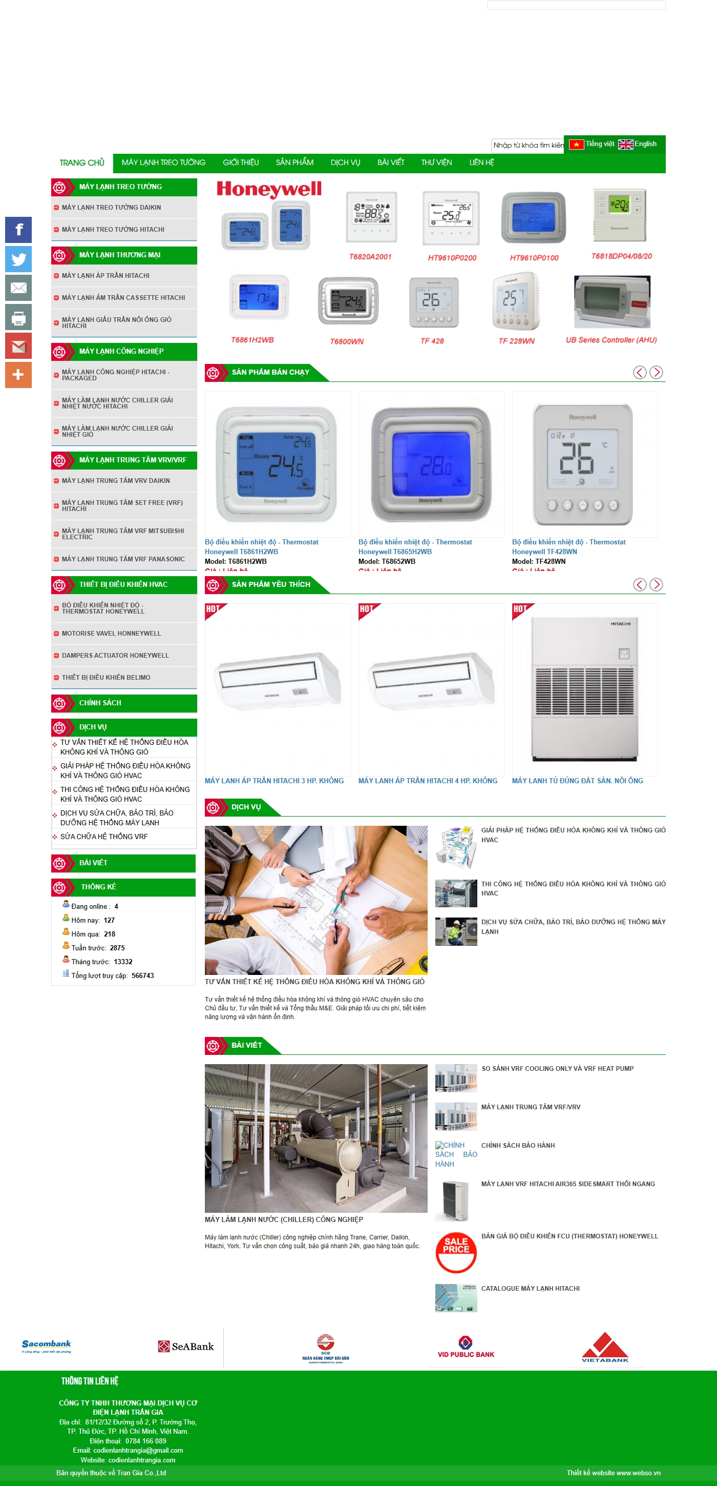 Giao diện desktop Thiết Kế Website Dịch Vụ Cơ Điện Lạnh Trần Gia: Giải Pháp Thông Gió Hiện Đại