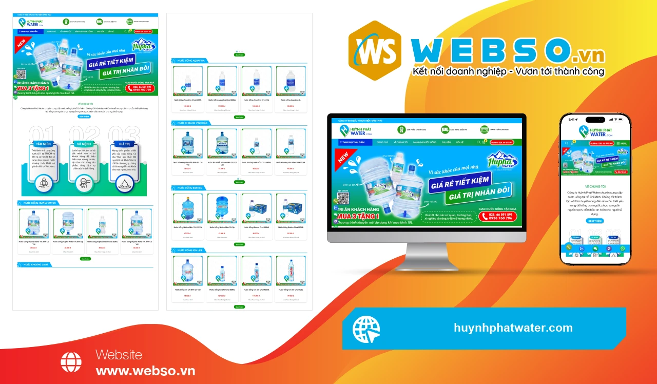 Thiết Kế Website Thương Mại Điện Tử Công Ty TNHH Đầu Tư Phát Triển Huỳnh Phát: Giải Pháp Nước Uống Sạch Tận Nhà