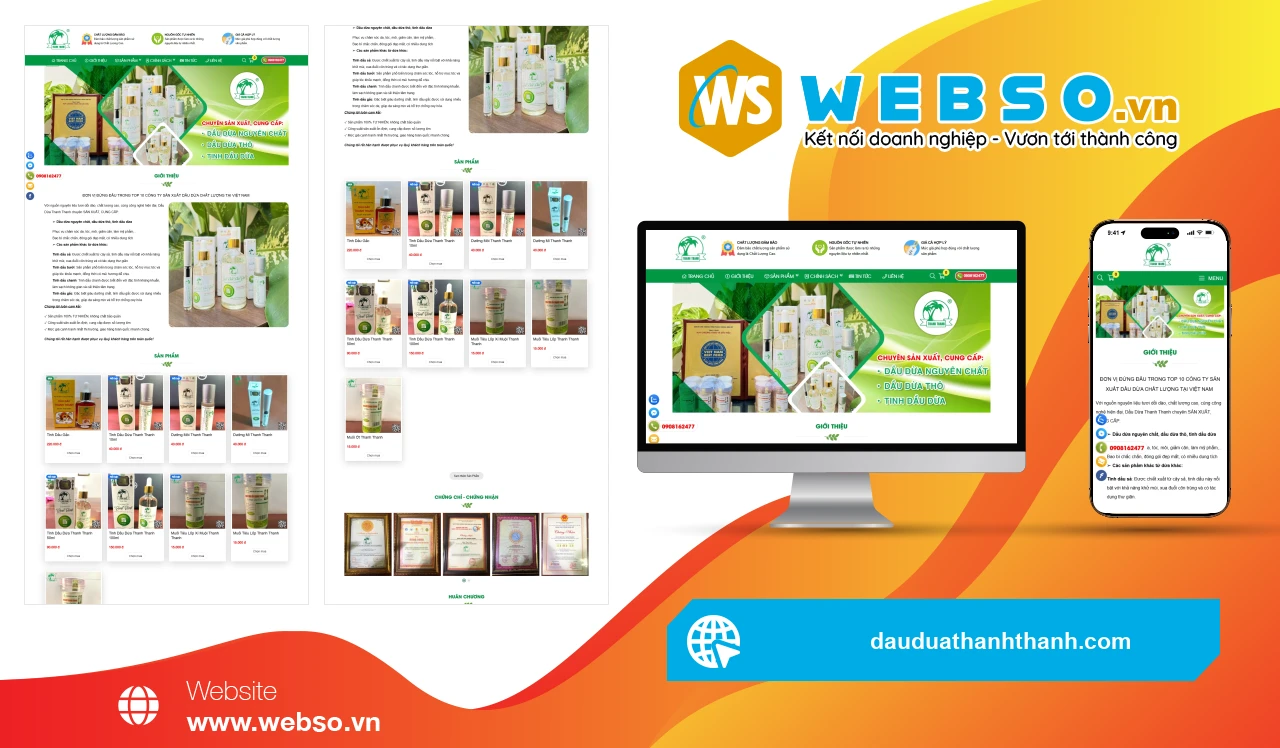 Thiết Kế Website Doanh Nghiệp Tư Nhân Dầu Dừa Thanh Thanh: Trải Nghiệm Sản Phẩm Tự Nhiên Đỉnh Cao