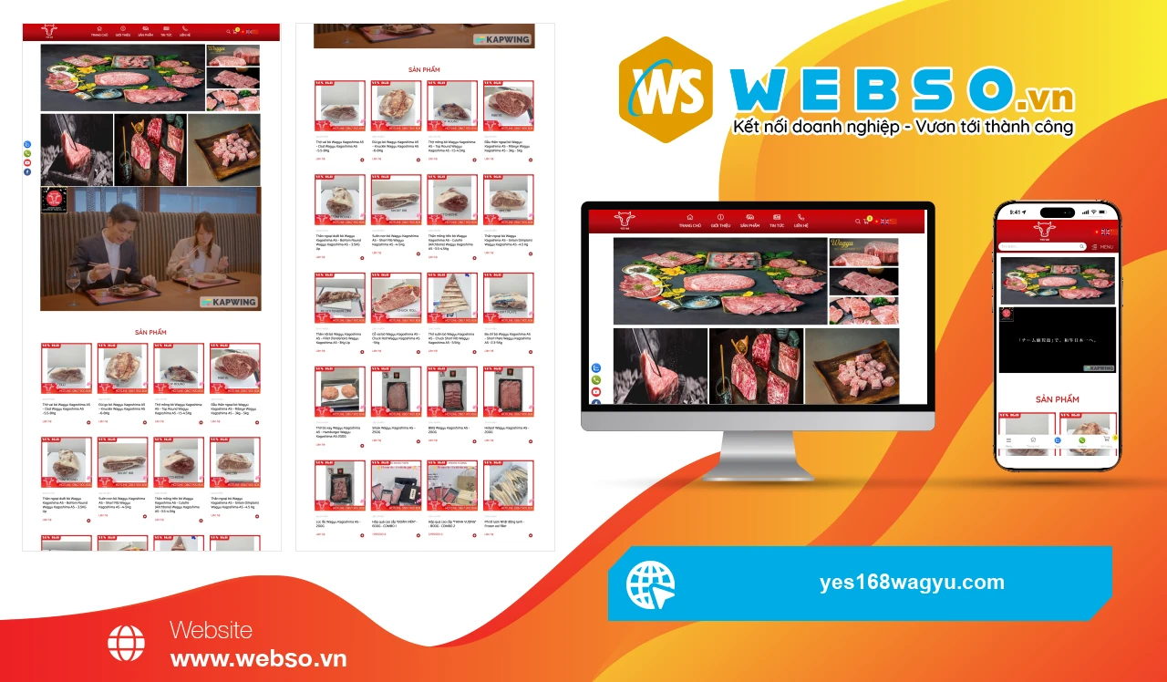 Thiết Kế Website Nhà Hàng Yes168 Wagyu: Trải Nghiệm Ẩm Thực Đỉnh Cao