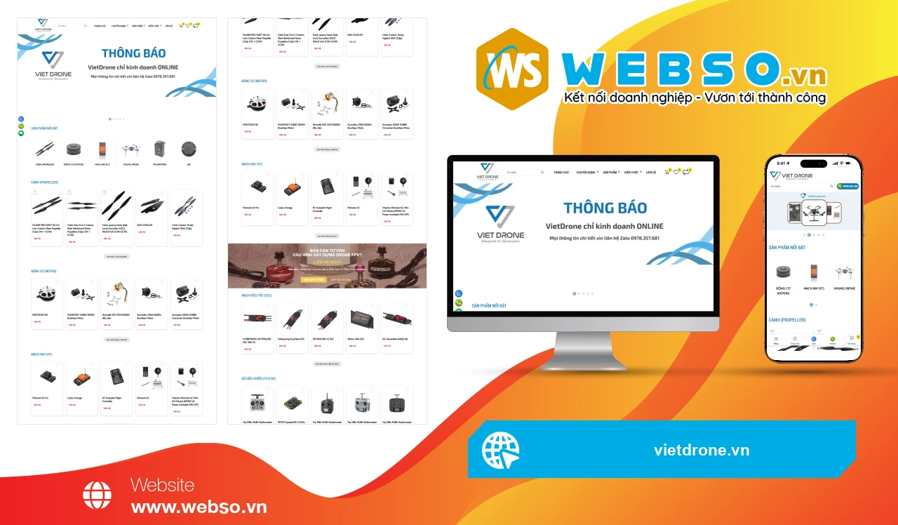 Thiết Kế Website Cung Cấp Linh Kiện Drone VIETDRONE: Trải Nghiệm Mua Sắm Trực Tuyến Tuyệt Vời