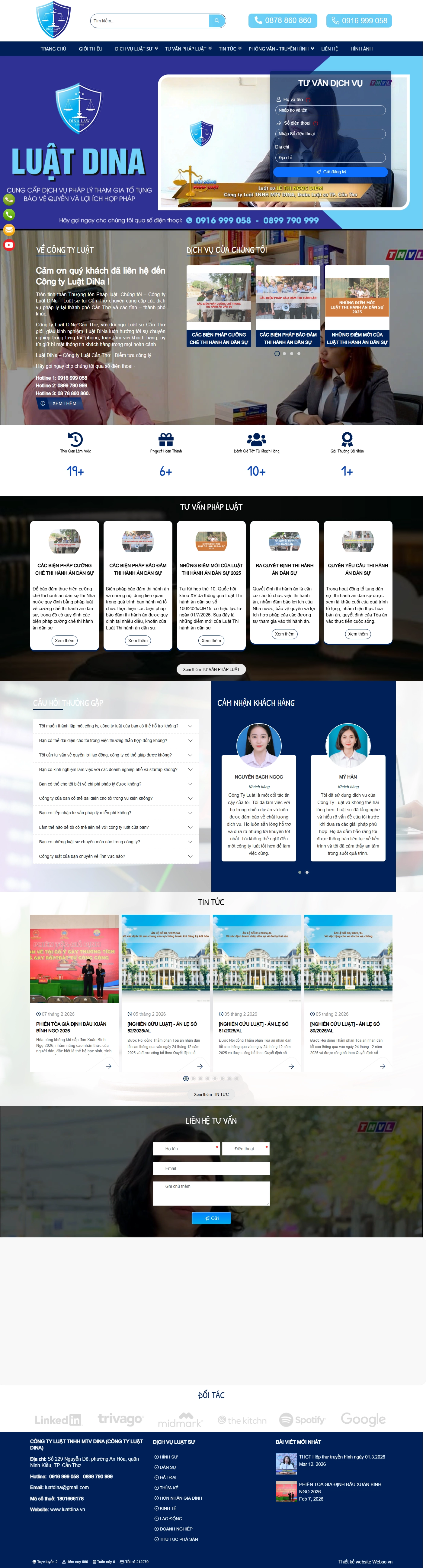 Giao diện desktop Thiết Kế Website Dịch Vụ Pháp Lý Công Ty Luật DiNa: Giải Pháp Pháp Lý Tin Cậy
