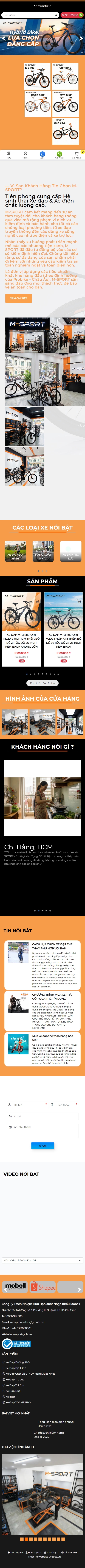 Giao diện mobile Thiết Kế Website Bán Hàng M Sport Cycle: Nơi Khách Hàng Tìm Kiếm Xe Đạp Thể Thao Chất Lượng