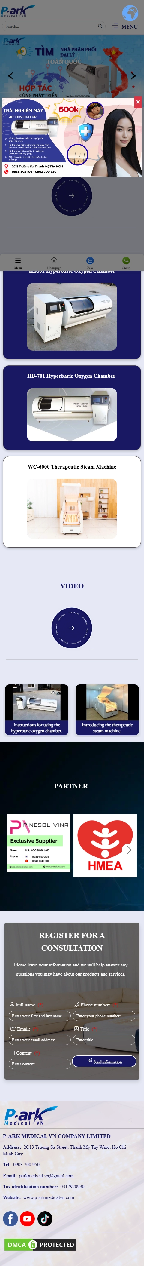 Giao diện mobile Thiết Kế Website Thiết Bị Y Tế P-ARK MEDICAL VN: Nâng Cao Trải Nghiệm Khách Hàng