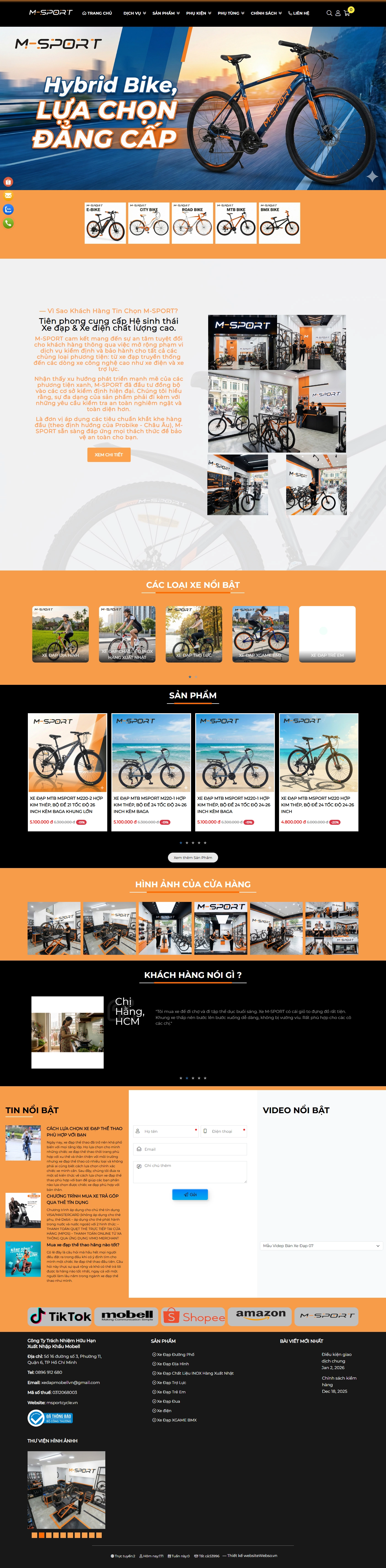 Giao diện desktop Thiết Kế Website Bán Hàng M Sport Cycle: Nơi Khách Hàng Tìm Kiếm Xe Đạp Thể Thao Chất Lượng