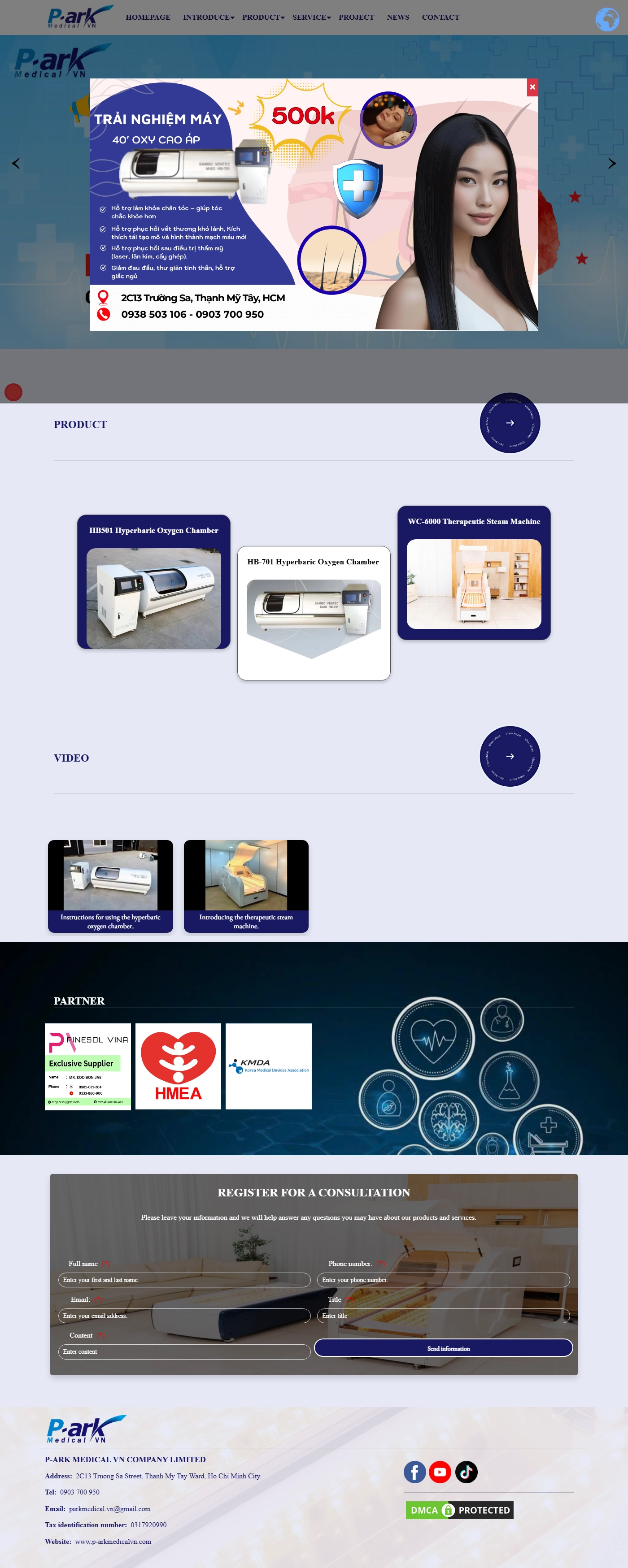 Giao diện desktop Thiết Kế Website Thiết Bị Y Tế P-ARK MEDICAL VN: Nâng Cao Trải Nghiệm Khách Hàng