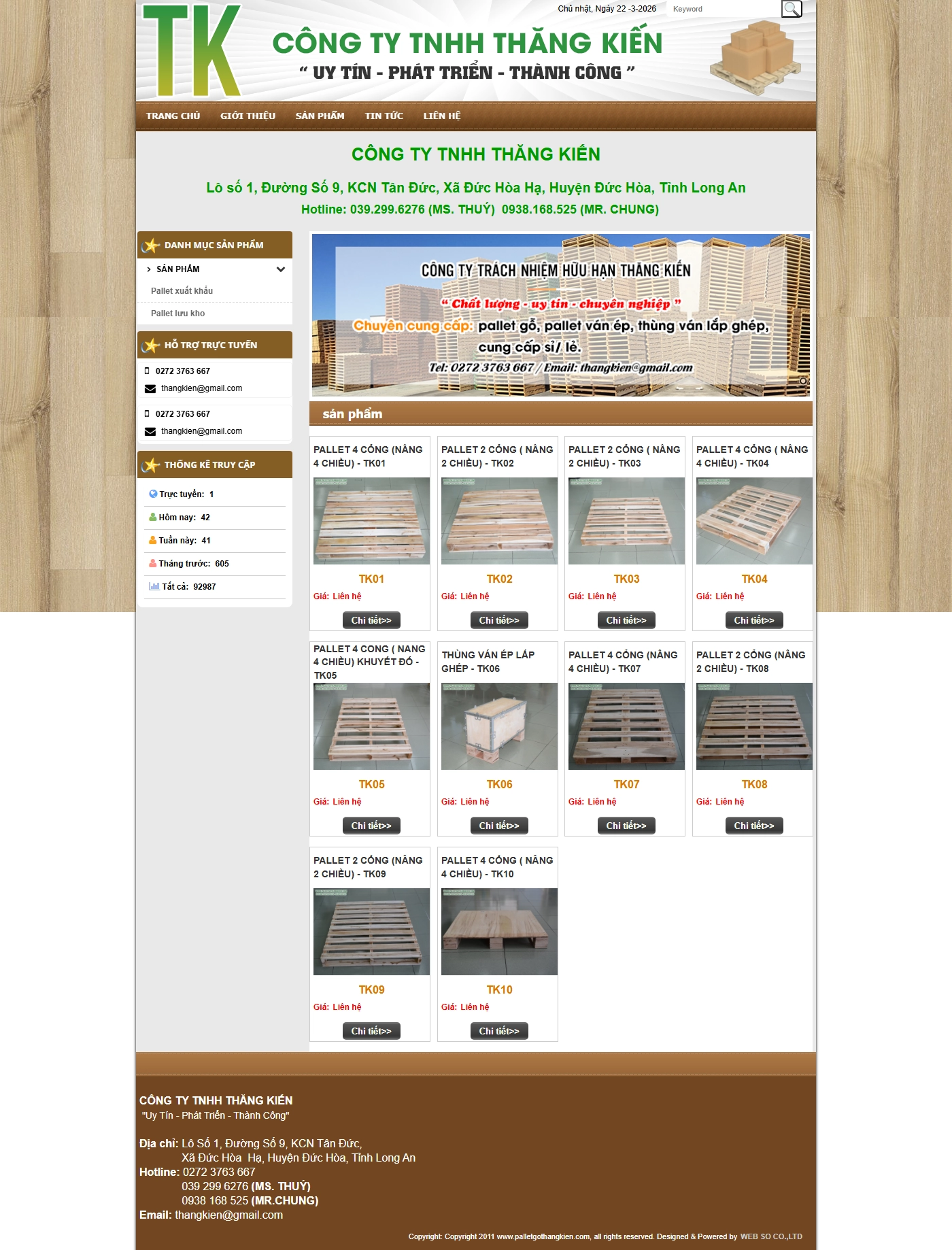 Giao diện desktop Thiết Kế Website Xuất Khẩu Pallet Thăng Kiến: Kết Nối Doanh Nghiệp Với Khách Hàng