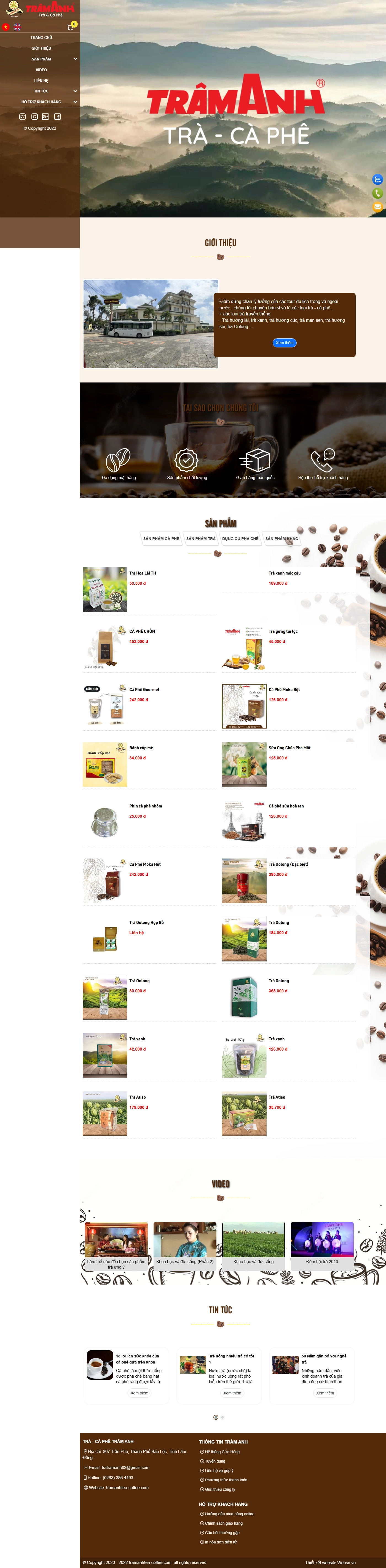 Giao diện desktop Thiết Kế Website Bán Hàng Trà - Cà Phê Trâm Anh: Trải Nghiệm Mua Sắm Tuyệt Vời Từ Thiên Nhiên