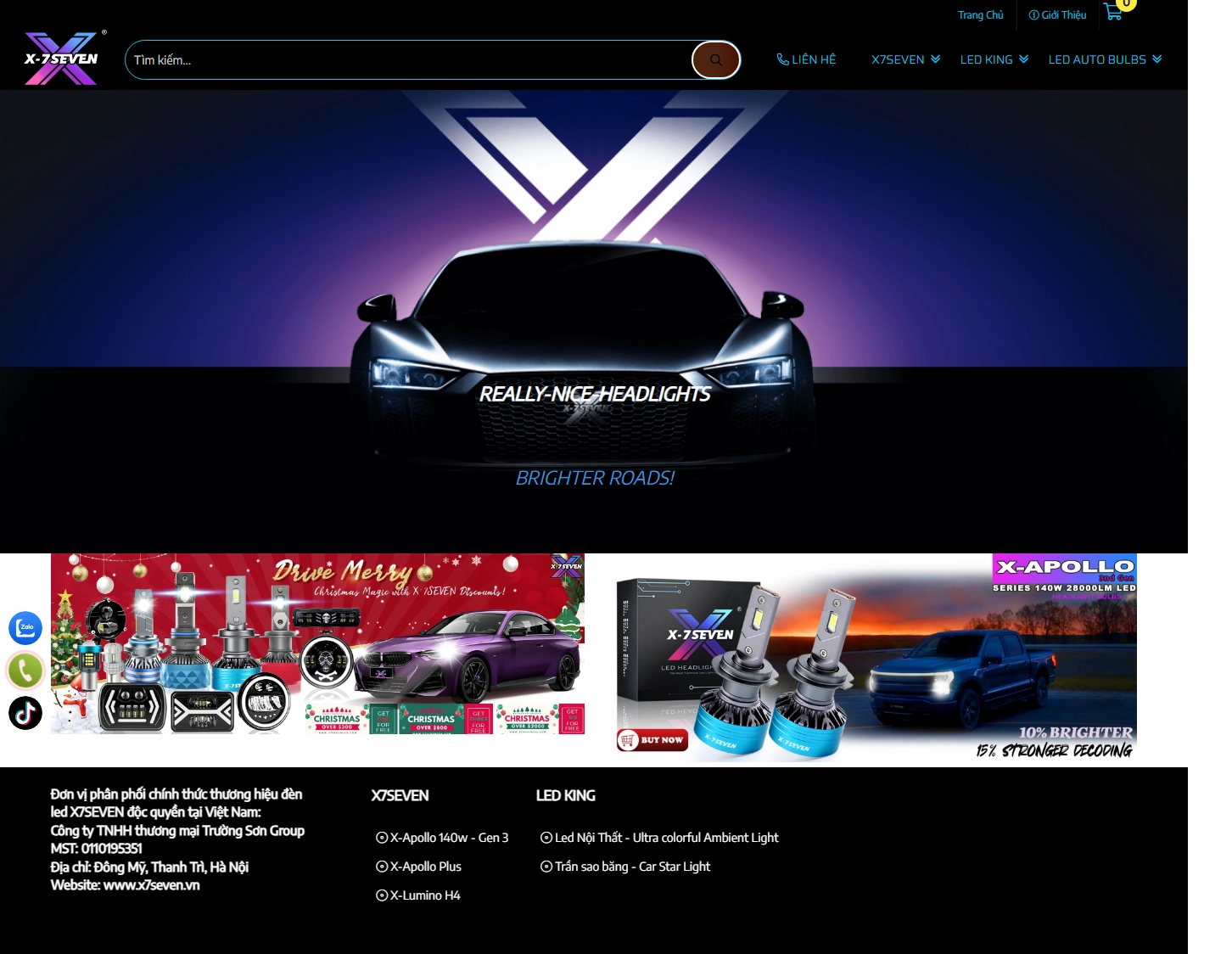 Giao diện desktop Thiết Kế Website Thương Mại Điện Tử X7SEVEN: Trải Nghiệm Mua Sắm Đèn Led Tuyệt Vời