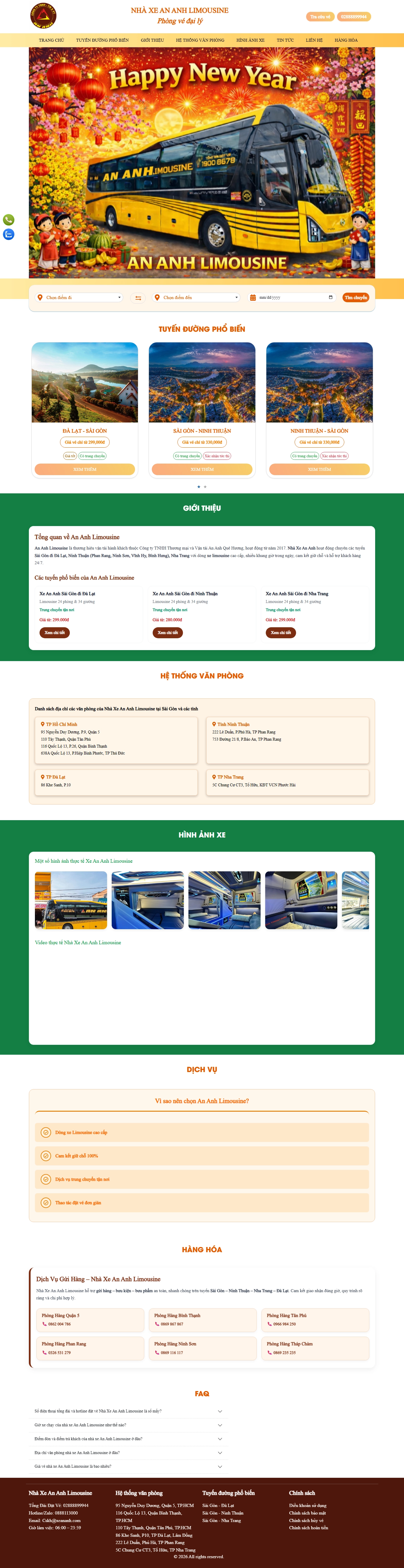Giao diện desktop Thiết Kế Website Vận Tải Nhà Xe An Anh: Trải Nghiệm Đặt Vé Xe Limousine Tuyệt Vời