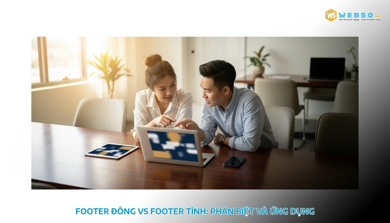 thiết kế footer website - Footer Động vs Footer Tĩnh: Phân Biệt và Ứng Dụng