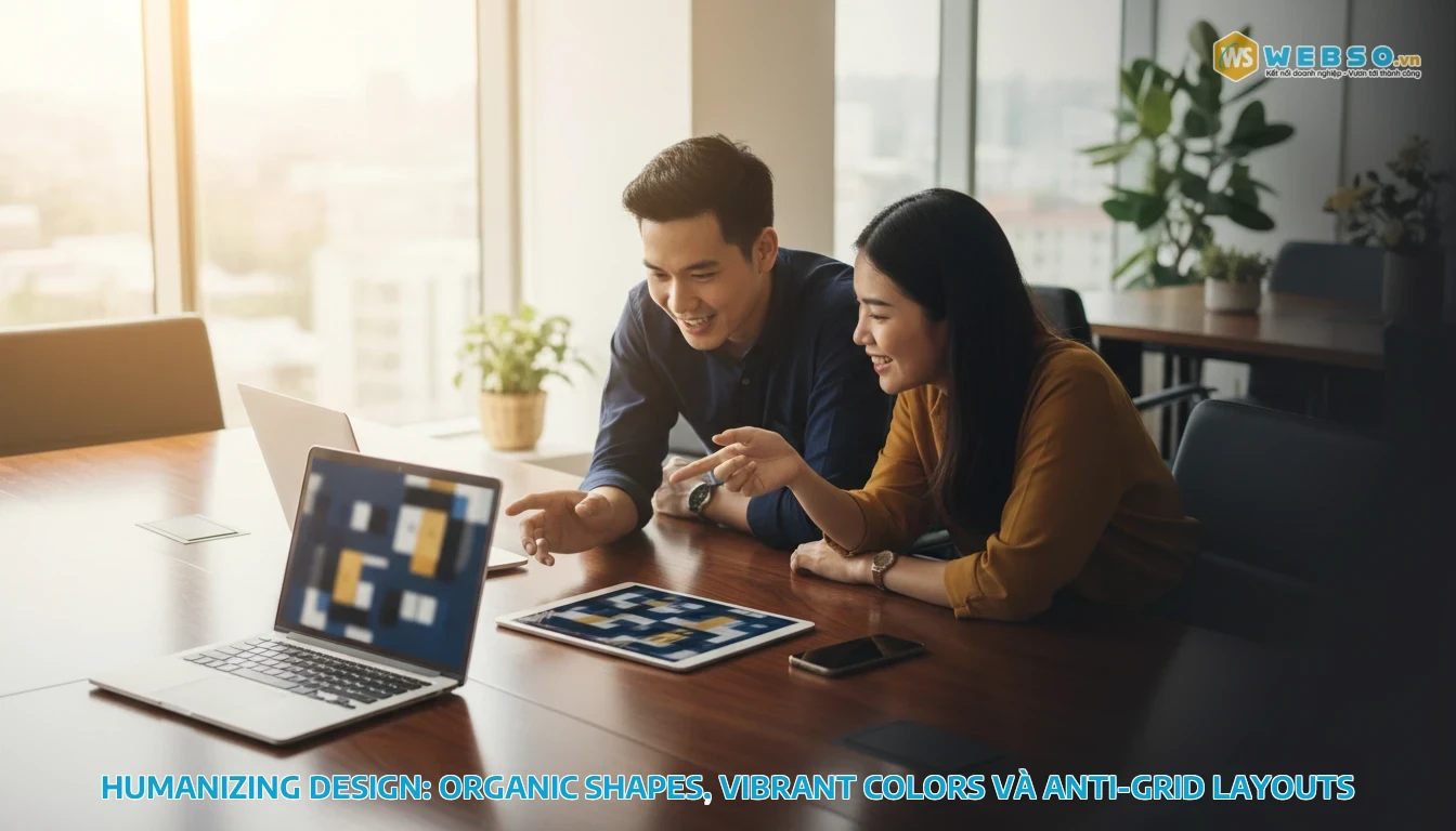 xu hướng thiết kế web - Organic Shapes và Anti-Grid: Nhân hóa thiết kế web