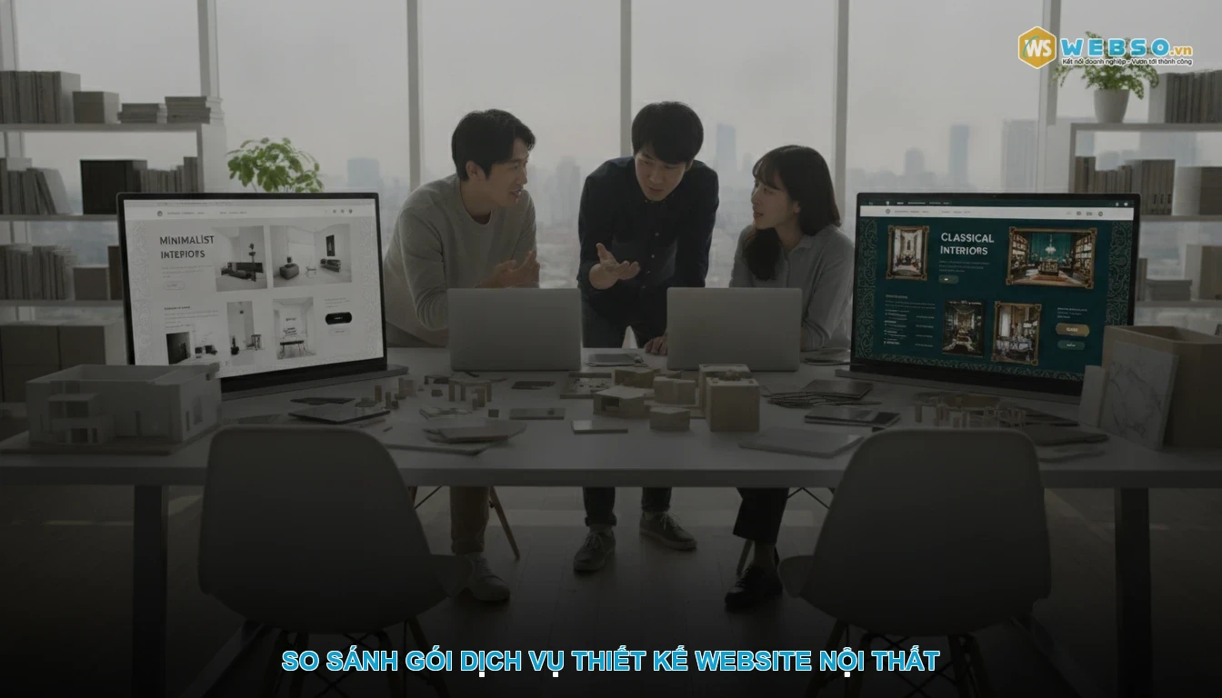 Thiết kế website thi công nội thất - So sánh gói dịch vụ thiết kế website nội thất
