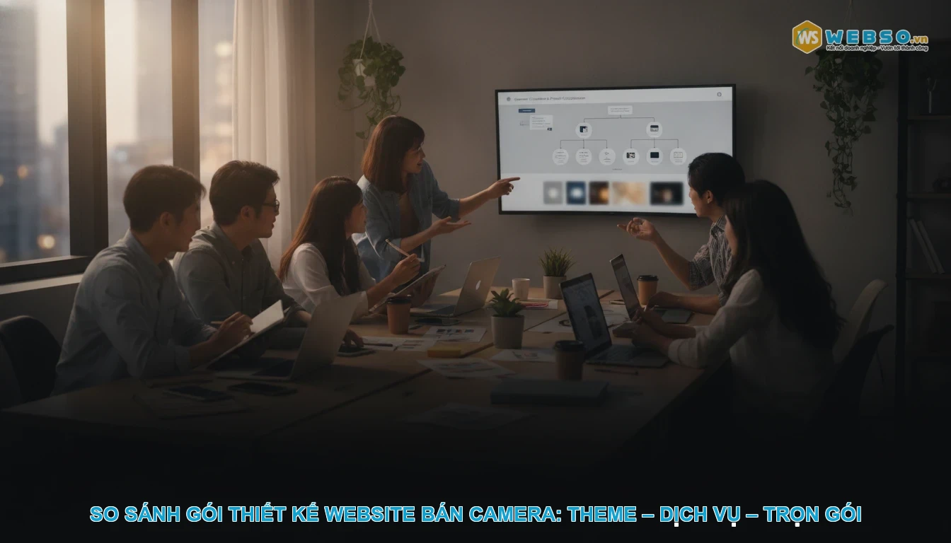 Thiết kế website bán camera - So sánh gói thiết kế website bán camera: Theme – Dịch vụ – Trọn gói