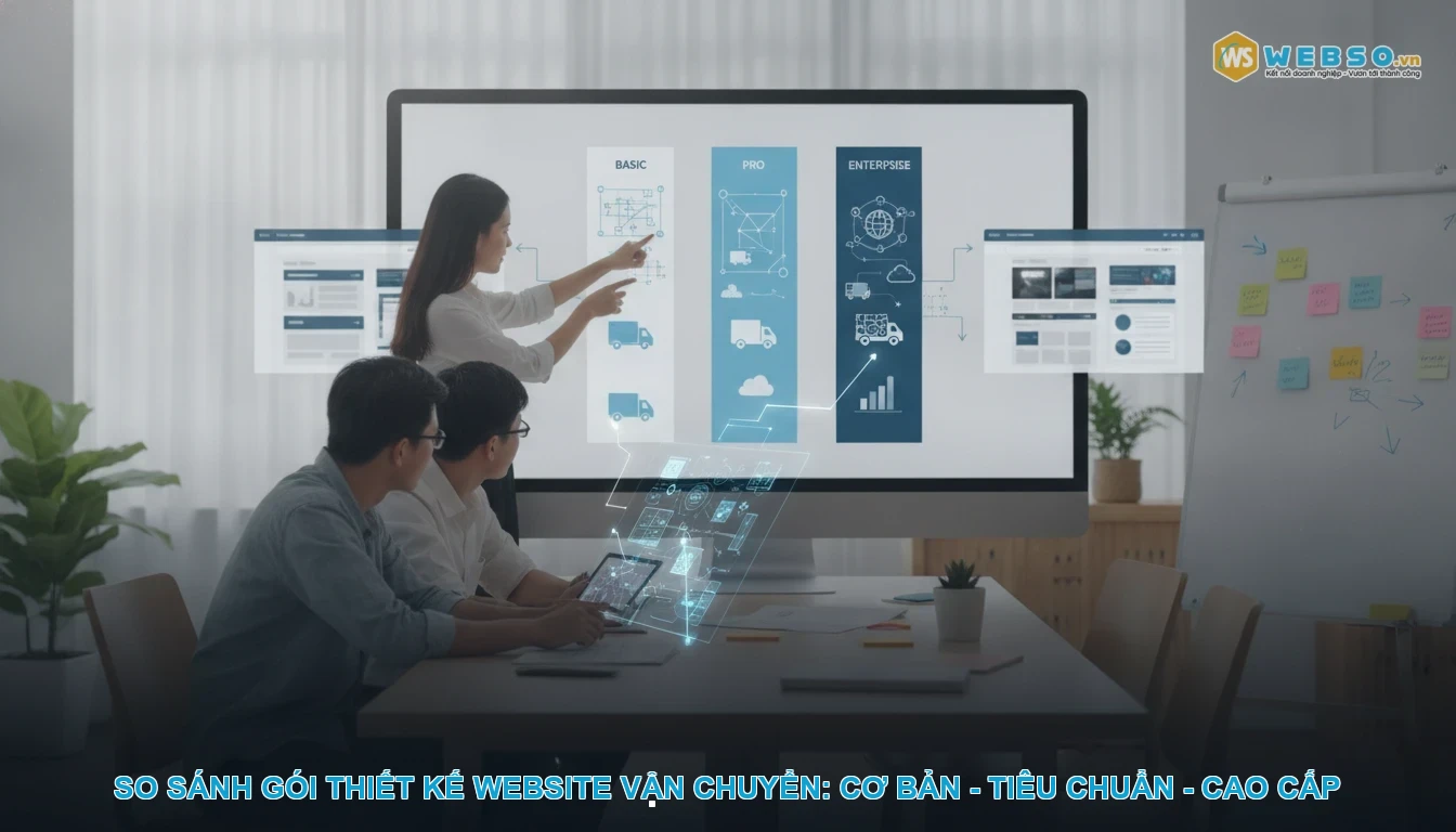 Thiết kế website vận chuyển - So sánh gói thiết kế website vận chuyển: Cơ bản - Tiêu chuẩn - Cao cấp