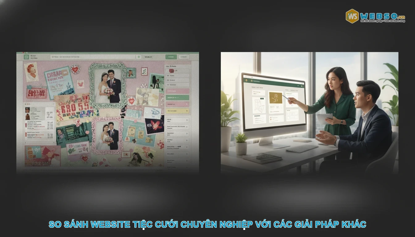 Thiết kế website tiệc cưới - So sánh website tiệc cưới chuyên nghiệp với các giải pháp khác