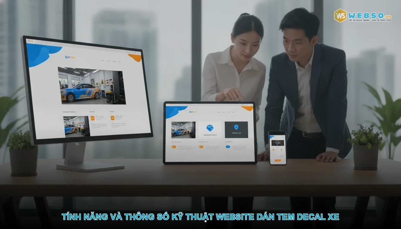Thiết kế website dán tem decal xe - Tính năng và thông số kỹ thuật website dán tem decal xe