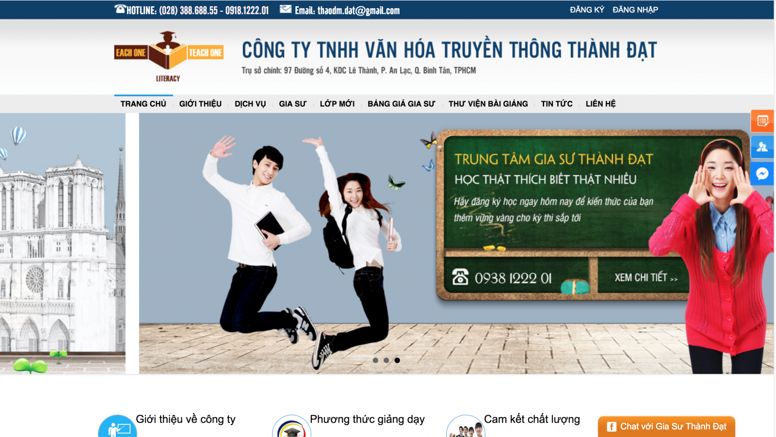 website giáo dục Công ty TNHH Văn Hoá Truyền Thông Thành Đạt do web